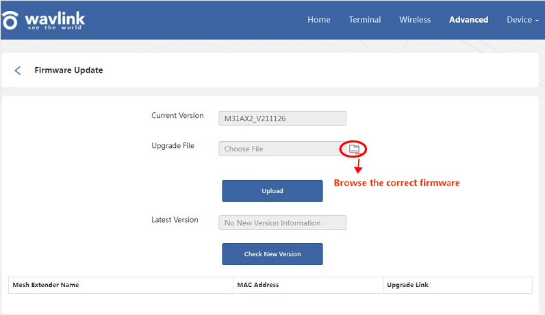 wavlink extender firmware update